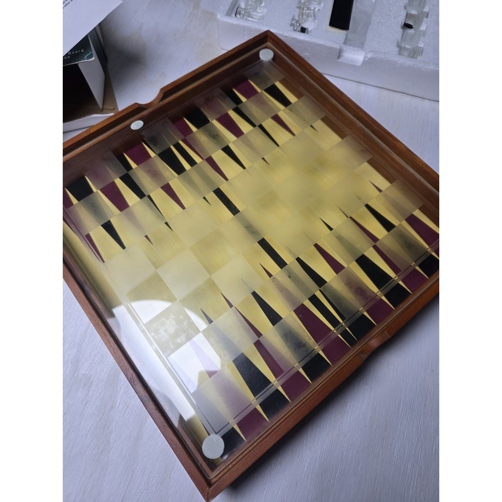 Cardinal Limited Edition Wood & Glass "3" Game Set Backgammon Checkers Chess NIB - Picture 4 of 6